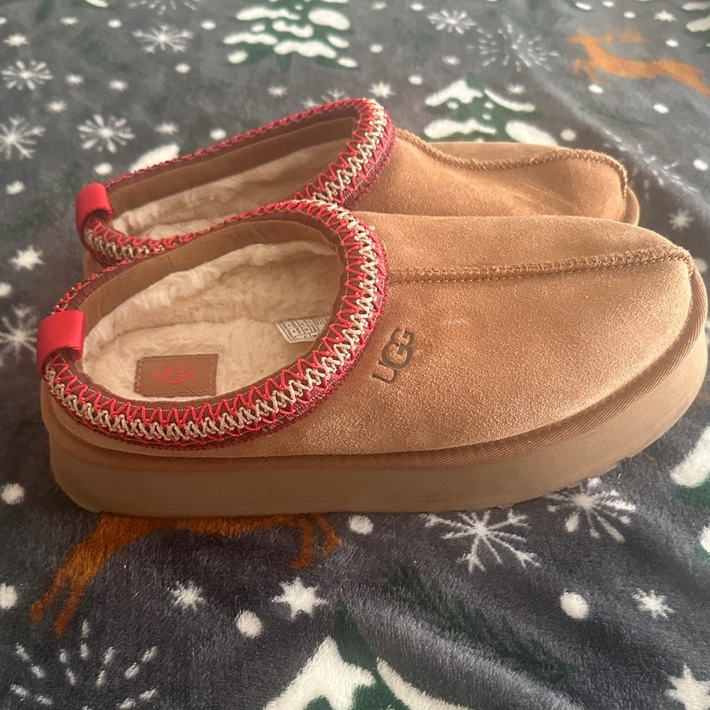 UGG Kids' Brown Slippers with Red Accents